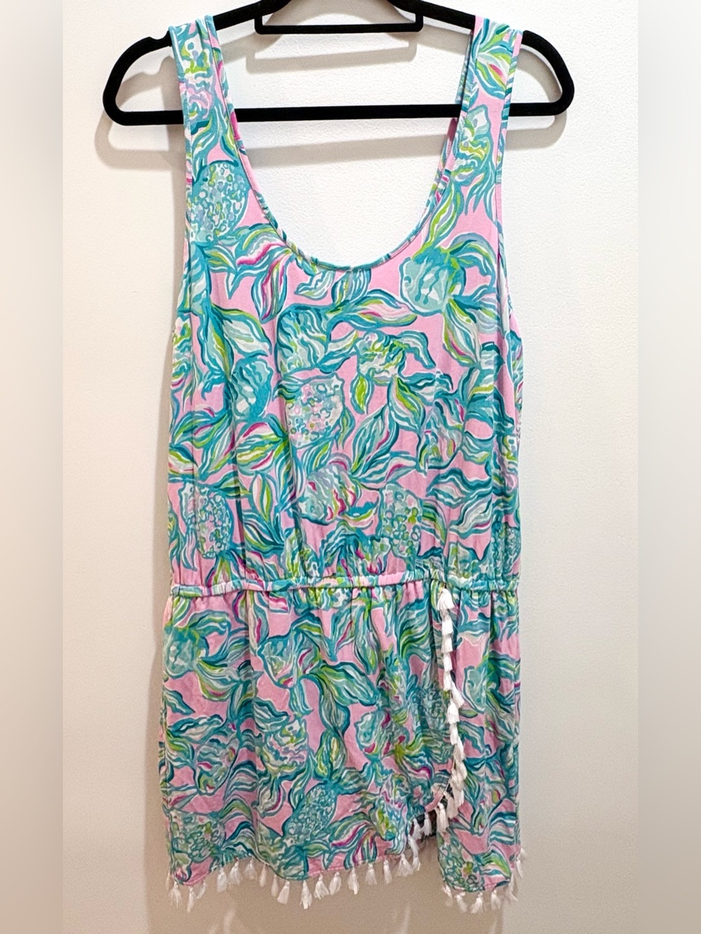 Lilly Pulitzer Jarrett Romper Size XL Pelican Pink Off The Scales Pink/Green